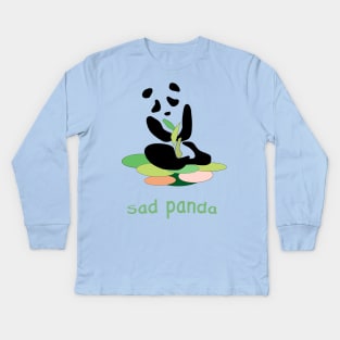 Sad Panda Bear, Save the Pandas, Earth Day Panda Kids Long Sleeve T-Shirt